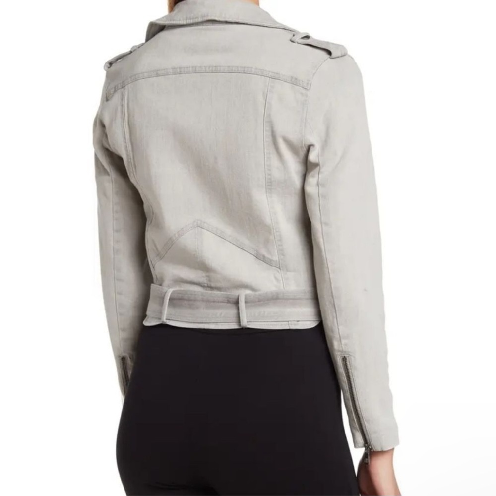 BELLE AND BLOOM MEDIUM CROP JACKET Limelight Gray Denim Moto Jacket - Picture 4 of 12